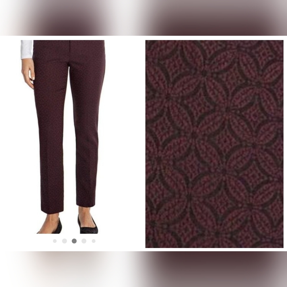 Women’s Mario Serrani Italy Black/Burgundy Print Ankle Pants, Size 4